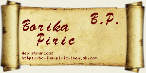 Borika Pirić vizit kartica